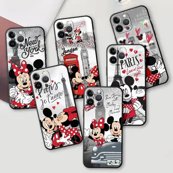 Jemný čierny Telefón puzdro pre Apple iPhone 12 15 Mini 11 Pro XR 8 Plus SE 13 XS X 7 6 14 Pro Max Mickey Disney Minnie Mouse Kryt