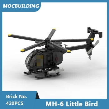 MOC Stavebné Bloky MH-6 Little Bird Vrtuľníkov v Mierke 1/35 Model DIY Zmontované Tehly Vzdelávacie Kreatívne Hračky, Darčeky 420PCS