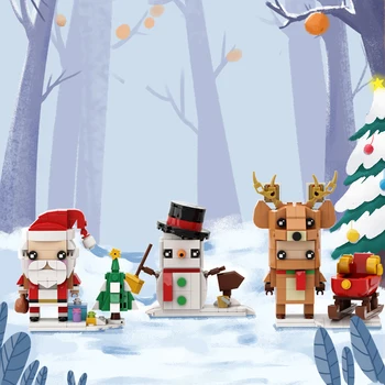 MOC Mini Roztomilé Vianoce Bloky DIY Cartoon Santa Claus Cartoon Snehuliak Vianočný Strom Elk Diamond Budovy Tehla Hračka Pre Deti,