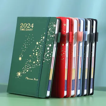 2024 A5 anglický Plán Knihy Kalendárny Rok Plán Notebook Týždenný Plán, Mesačný Plán Knihy Plánovanie Času
