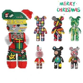 Oslavovať Vianoce super veľké ruky darčeka roztomilý násilné medveď spojov stavebné bloky toy model klaun DIY prázdninový darček pre ki