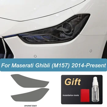 2 Ks Auto Svetlometu Ochranná Fólia Pre Maserati Ghibl M157 2014-Súčasnosť Údené Čierny Odtieň Zábal Vinyl Transparentné TPU Nálepky