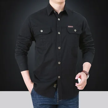 Nové pánske Bežné Tričko Muž Overshirt 2023 Vojenské Bavlna s Mužmi Značku Oblečenia pre Voľný čas, Blúzky, pánske košele