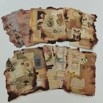 30 Ks Vintage Spálil Známky Strakatý Knihy Stránke Dekorácie Kvet Materiál Papier DIY Scrapbooking Nevyžiadanej Vestník Denník Memo Pad
