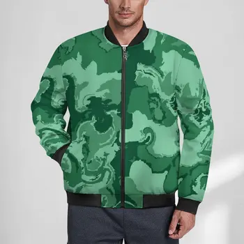 Zelená Vlna Bežné Bundy Abstraktné Tlač Nepremokavé Windbreakers Muž Vlastné Coats Jesenné Trendy Klasická Bunda Plus Veľkosť