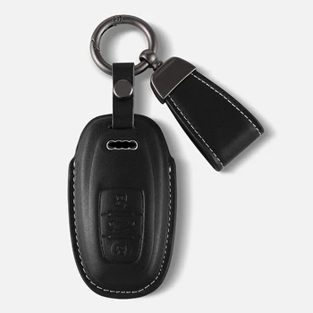 Cowhide Kožené Kľúča Vozidla Prípade pre Audi A1 A3 8V A4 B8 B9 A5 A6 A7 A7, A8, Q3 Q5 Q7 S4 S6 S7 S8 R8 TT Kryt Keychain Auto Príslušenstvo