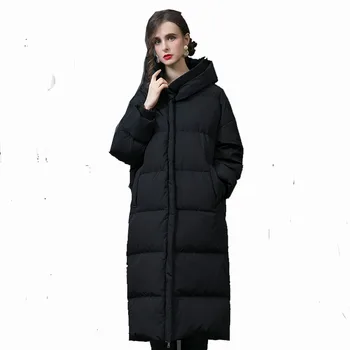 Ženy móda hnedá zimná 90 Kačica Nadol Bunda s Kapucňou Teple zahustiť lístkového bunda vysoká kvalita snehu kabát Vetru Vetrovka žena