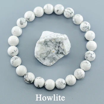 Prírodná Biela Howlite pravého Kameňa Korálky, Náramky pre Ženy, Mužov Energie Jogy Úsek Náramok Meditácie Šperky Pulsera Veľkoobchod
