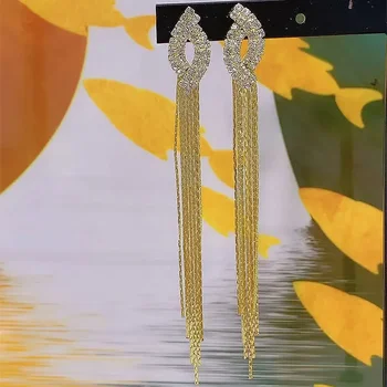 Kórejský Vintage Lesklý Arc Bar Dlho Infinity Crystal Strapec Drop Náušnice pre Ženy Geometrické Módne Šperky Visí Pendientes