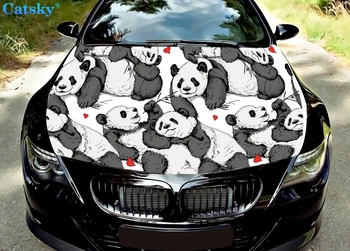 Panda, panda, auto nálepky, panda nálepky,Auto Podlahové Rohože,Auta, kapota zábal lev otlačkom, kapoty vinylové nálepky, farebný grafický odtlačkový