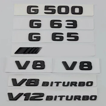 3D ABS Čierne Auto Zadný Kufor Odznak Písmená Logo G63 G65 G500 G550 V12 V8 BITURBO Znak Pre Mercedes Benz W463 W464 Príslušenstvo