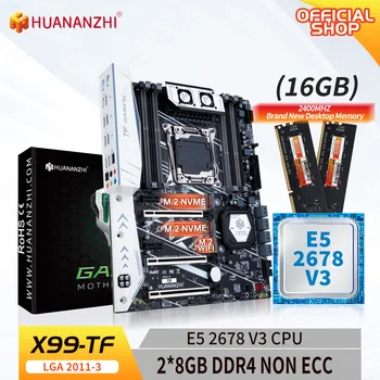 HUANANZHI X99 TF LGA 2011-3 XEON X99 základná Doska s procesorom Intel E5 2678 V3 s 2*8G DDR4 NON-ECC pamäte ECC combo kit set NVMe