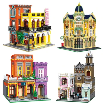 Kreatívne Kuba Reštaurácia Cirkvi Architektúry Model Stavebné Bloky Na Ulicu Havana Cafe Shop Micro Tehly Hračky Dieťa Dospelých Darček