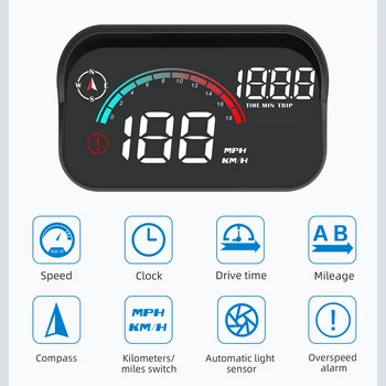Univerzálny Auto HUD Head Up Display RPM MPH Digitálne GPS Tachometer HD LCD Displej Plug and Play, Alarm prekročenia rýchlosti pre Všetky Vozidla