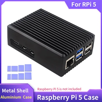 Raspberry Pi 5 Kovovým plášťom Hliníkovej Zliatiny Prípade, Pasívne Chladenie Krytu s Silikónové Heatsinks pre Raspberry Pi 5 RPi 5