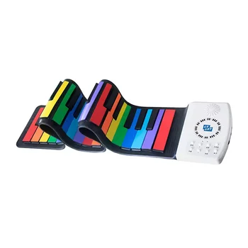 49 Kláves Roll Up Klávesnice Klavíra Prenosné a Skladací Digitálny Keyboard s 47 Farby, 128 Rytmy pre Deti